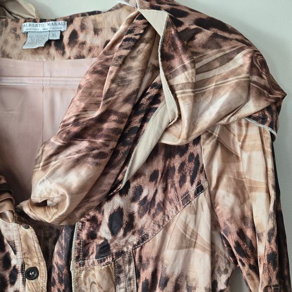 Alberto Makali Paris Designer Rare 90's Animal Print Jacket Full Collar Sz XL - Picture 2 of 12